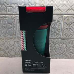 2019 Starbucks Exclusive Holiday Christmas Reusable Cold Cups w/Lids & Straws